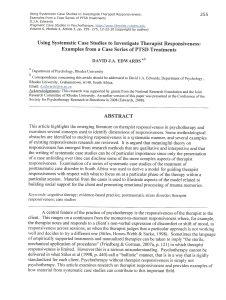 Systematic case studies and therapist responsiveness